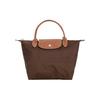 Le Pliage Original Minimalistisch Pendler Logo Strukturiertes Nylon-Canvas und Leder Knödel-Tragetasche Klein Damen-Tragetaschen Ebenholz 1621089P81