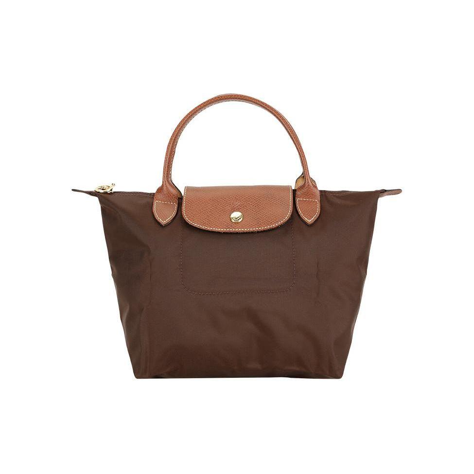 

Longchamp Le Pliage Original Minimalist Commuter Logo Textured Nylon Canvas And Leather Dumpling Tote Bag Small Women tote bags Ebony 1621089P81 Basic Set (Bag)