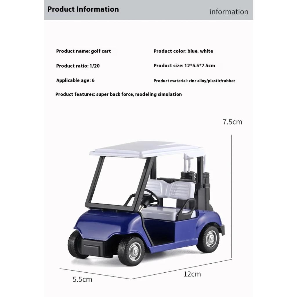 1/20 Maßstab Golfwagen Die Cast Modellauto Legierung Rückzugsfahrzeug Spielzeugmodelle Kinderspielzeug Sammlungen Hobby Ornamente Geburtstagsgeschenke