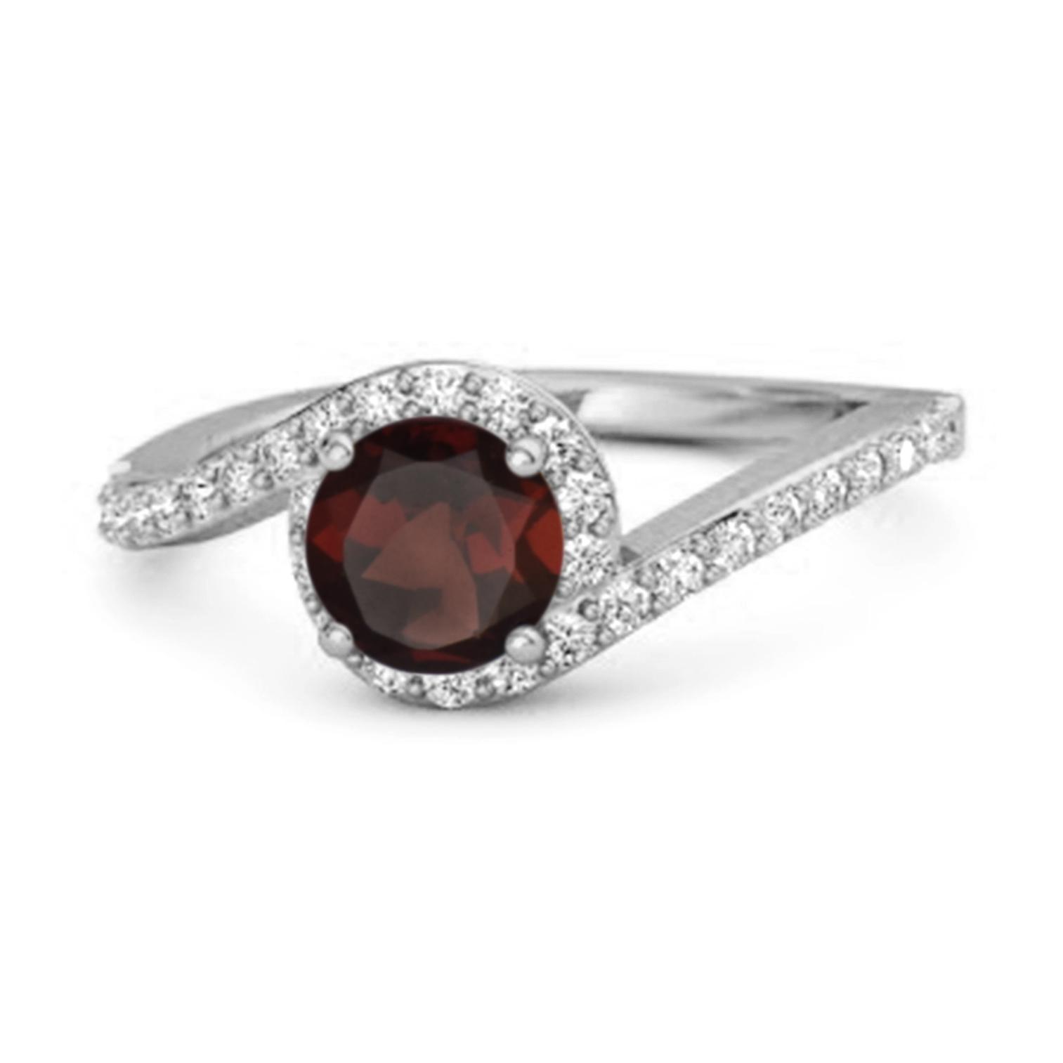 Garnet Halo Twist pave Band Ring - 925 Sterling Silver 10.5 белый