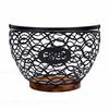 Egg Basket Multifunctional Wire Egg Collecting Basket with Wooden Base for Kitchen Countertop