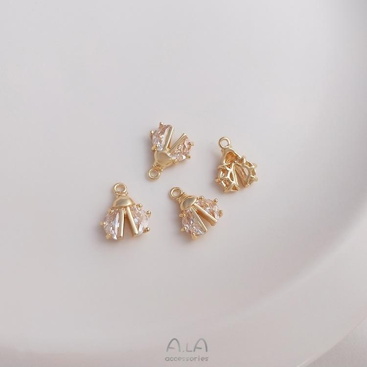 14K Gold-Filled Zircon Beetle Pendant for DIY Jewelry