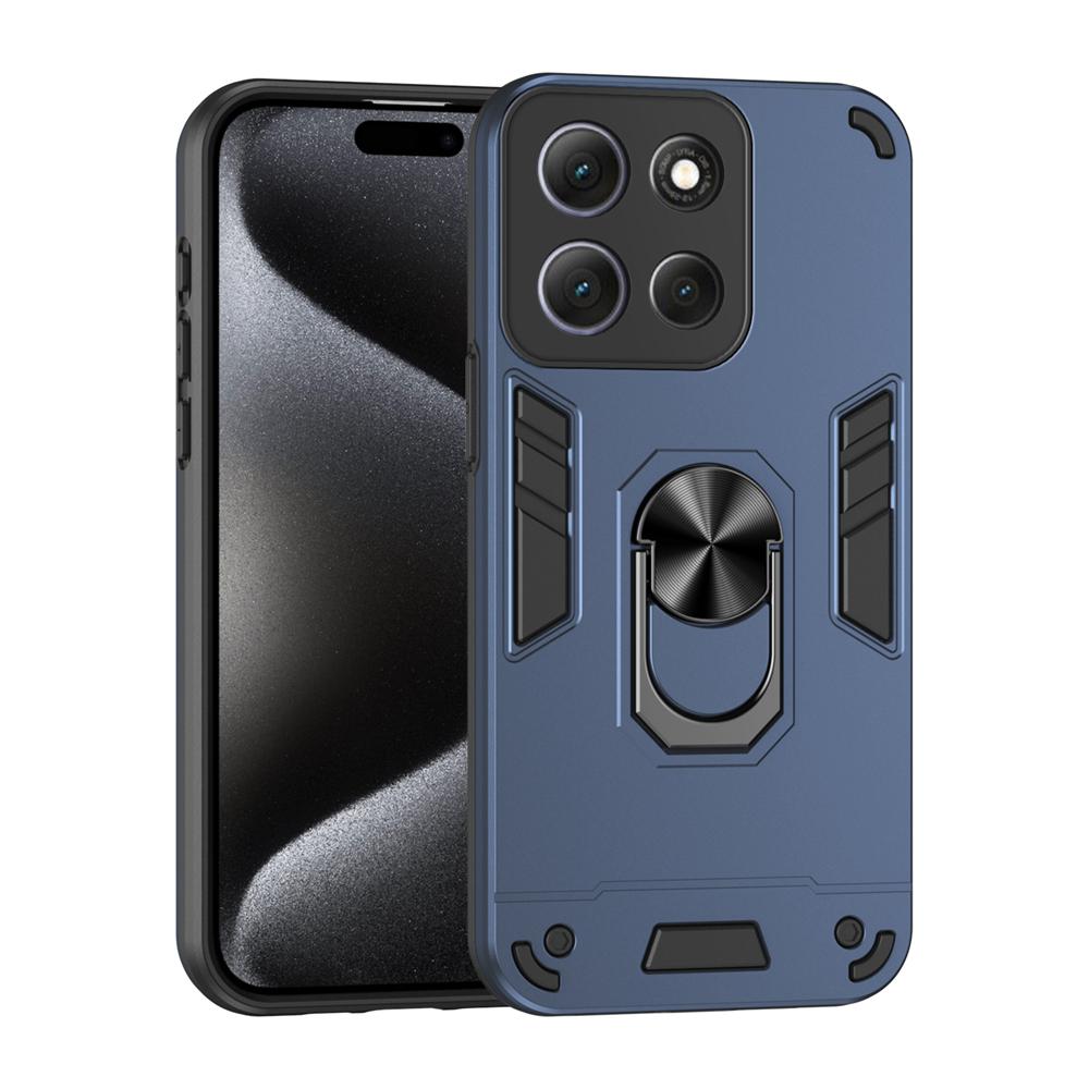 KEYSION Shockproof Case for Motorola MOTO G86 5G Soft Silicone+PC Camera Protection Metal Ring Stand Phone Cover for MOTO G56 5G