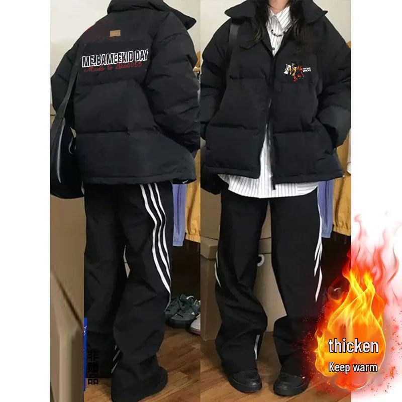 Unisex Autumn/Winter Thickened Cotton Padded Jacket with Letter Print