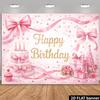 2D Sweet Pink Glitter Girls Birthday Cake Smash Photography Backdrop Decor