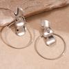 Iron irregular round silver needle earrings simple niche earrings