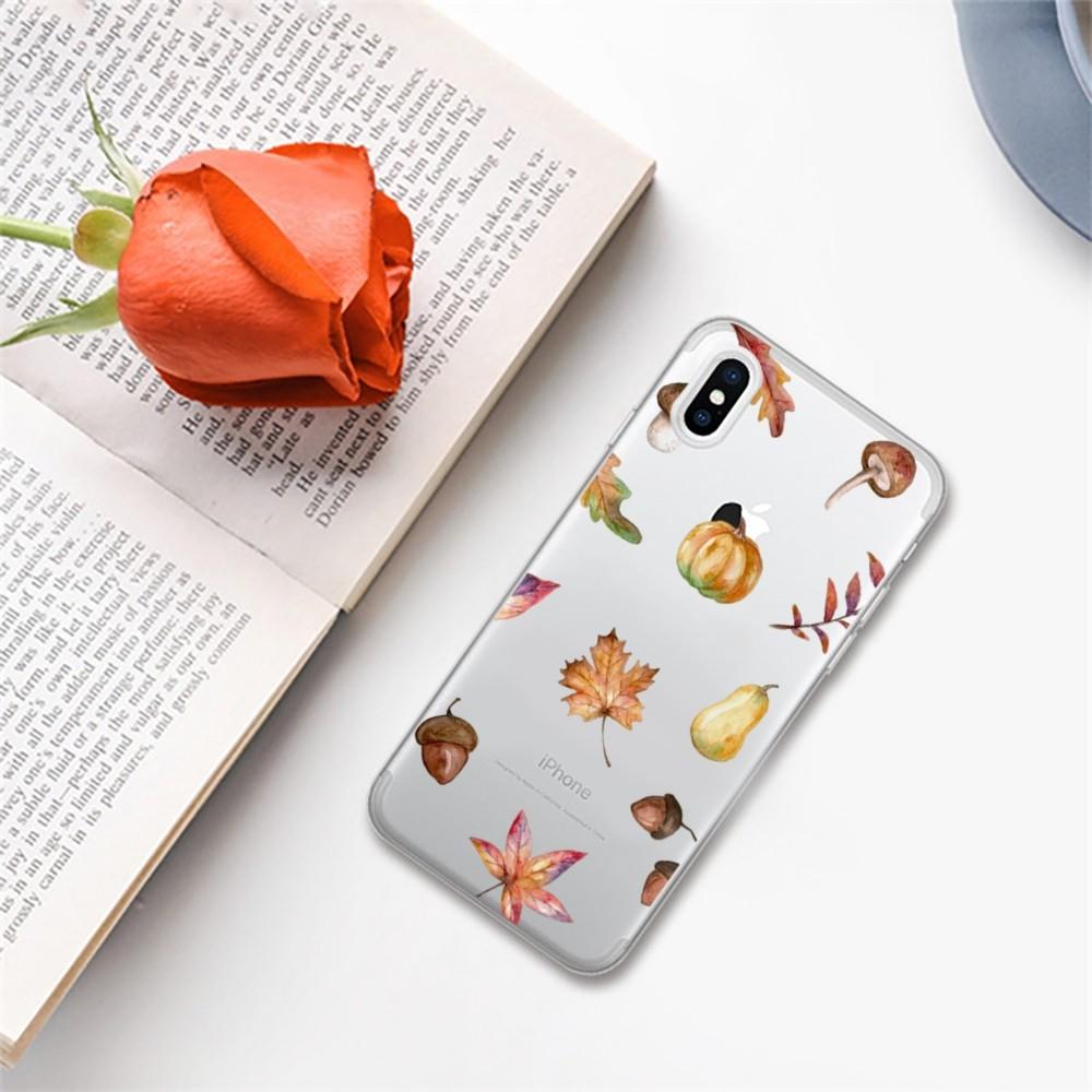 Autumn Pumpkin Leaf Phone Case For IPhone 11 12 13 14 Mini Pro Max XR X XS TPU Clear Case For 8 7 6 Plus SE 2020