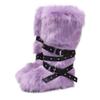 Faux Fur Snow Boot for Women Winter Warm Fluffy Long Furry Long Boots Women's Outdoor Fuzzy Knee-High Boots Plush Warm Snow Shoes for Outdoor Indoor