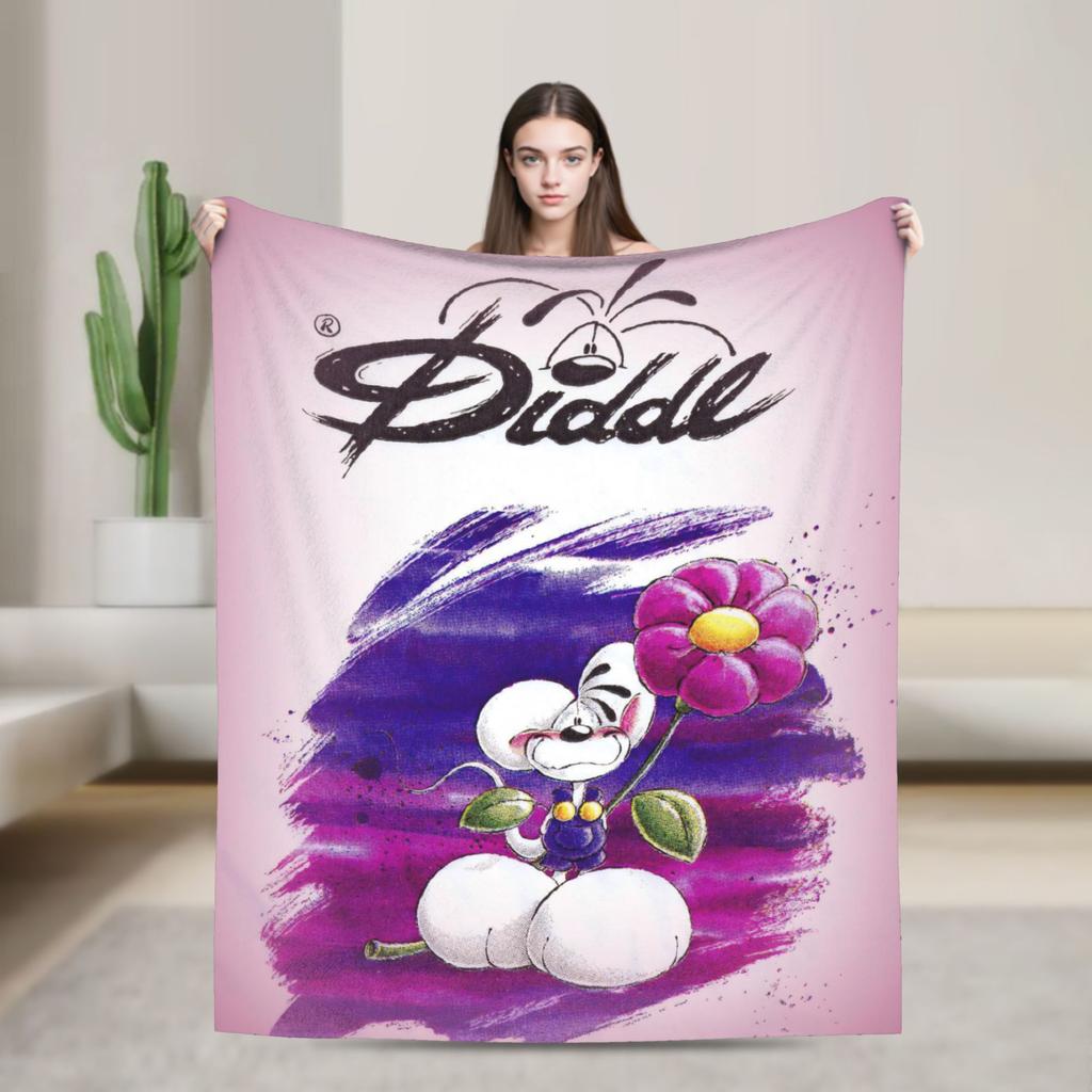 Cartoon D-Diddl Rat Cute Blanket Flannel Decoration Breathable Super Warm Throw Blankets for Home Bedroom Bedspread