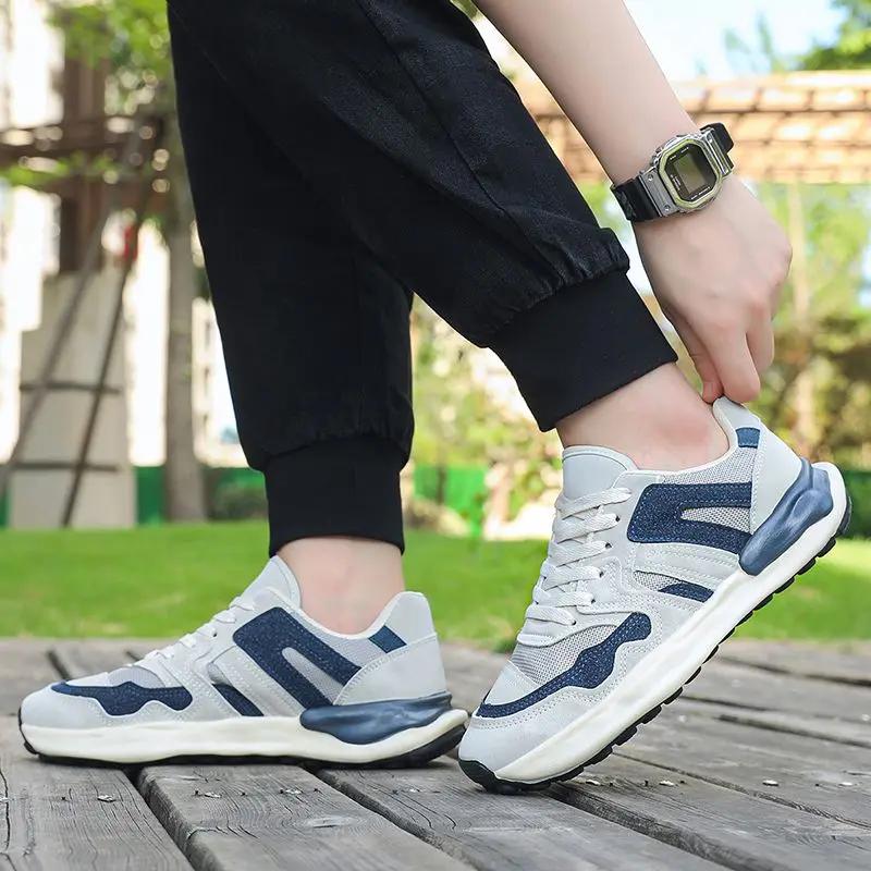 Fashion Mesh Upper Male Sports Shoes Gray Breathable Walking HikingTrekking Outdoor Size 9 Shoe in Promotion Gym Men's Casual Sneakers