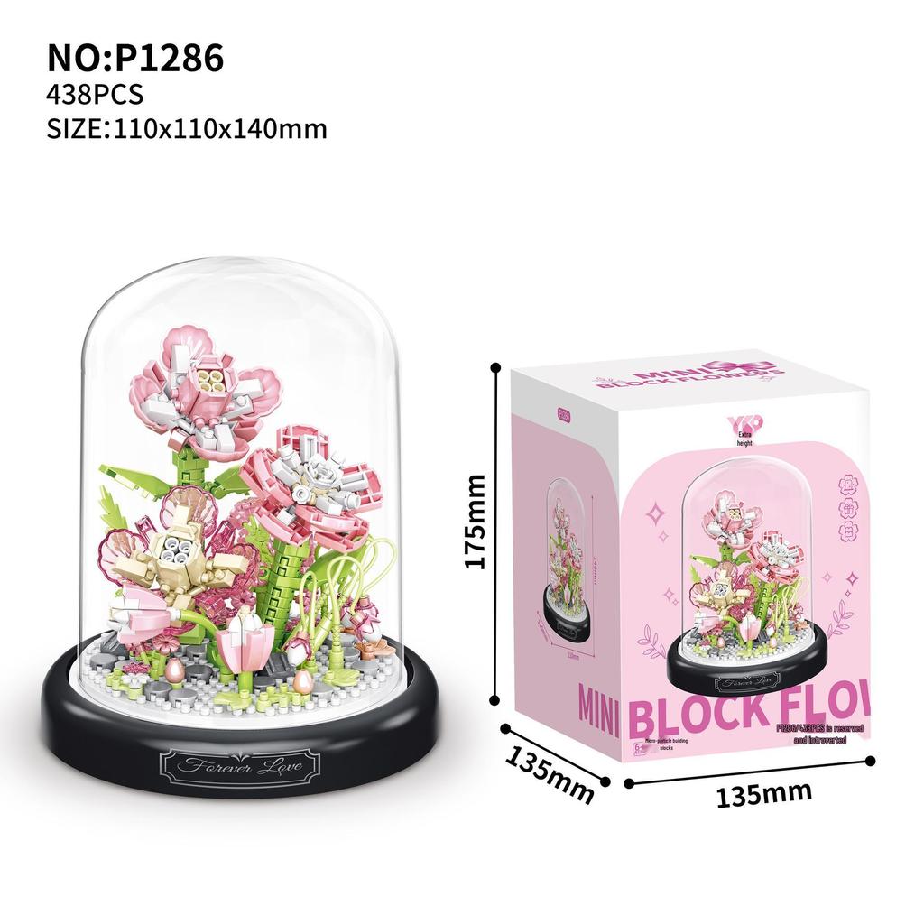 Ewiger Rosenstrauß Bausteine - Kompatibel mit Lego, Perfektes Geburtstagsgeschenk für Mädchen