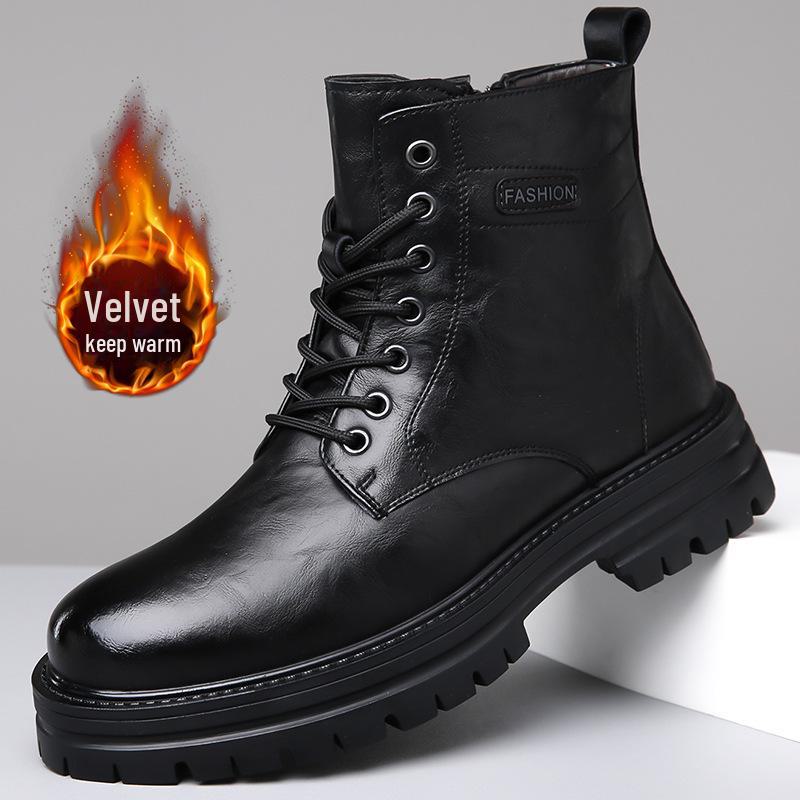 2023 Men's Retro Martin Boots: High-Top, Warm, Velvet-Lined Workwear with Thick Soles.