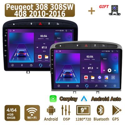 Android Carplay Autoradio für Peugeot 308 308SW 408 2010-2016 Multimedia-Player Head Unit Stereo GPS-Navigation BT WIFI 4 + 64 GB