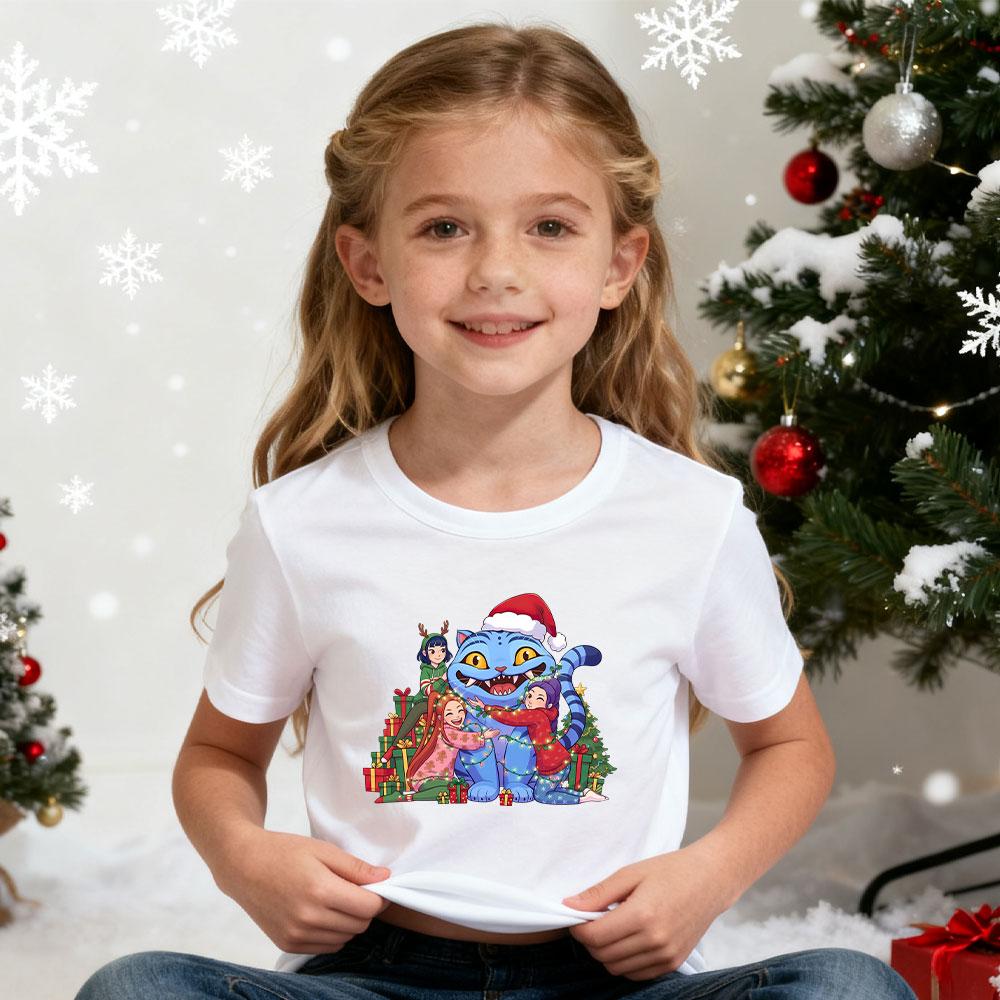 

Kids Kpop Demon Hunters Christmas T-Shirt Cotton Graphic Short-sleeve Festive Movie Fan Gift Unisex Xmas Tops for Kids Clothes 110 cm
