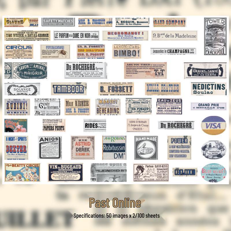 Retro Nostalgische Erinnerungsjournal Aufkleber: Englische Etiketten für DIY-Collage-Dekoration
