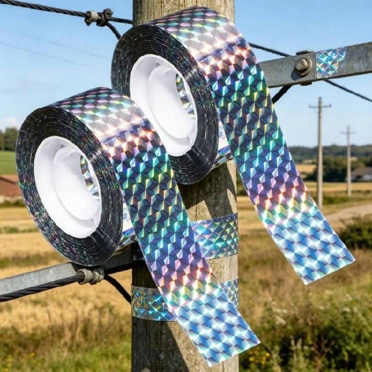 2Pack Durability Plastic Reflective Deterrents Tape Anti Bird Deterrents Sticker Bird Scare Flashing Tape Garden Farm