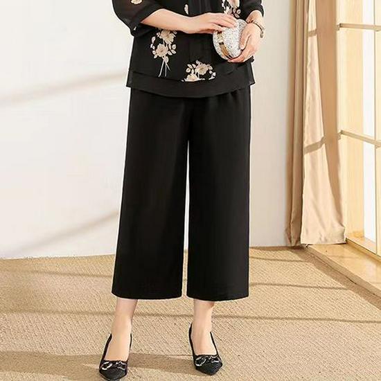 Stylish Chiffon Summer Top Set for Middle-Aged Women - New Seven-Sleeve Design L (90-105 jin)