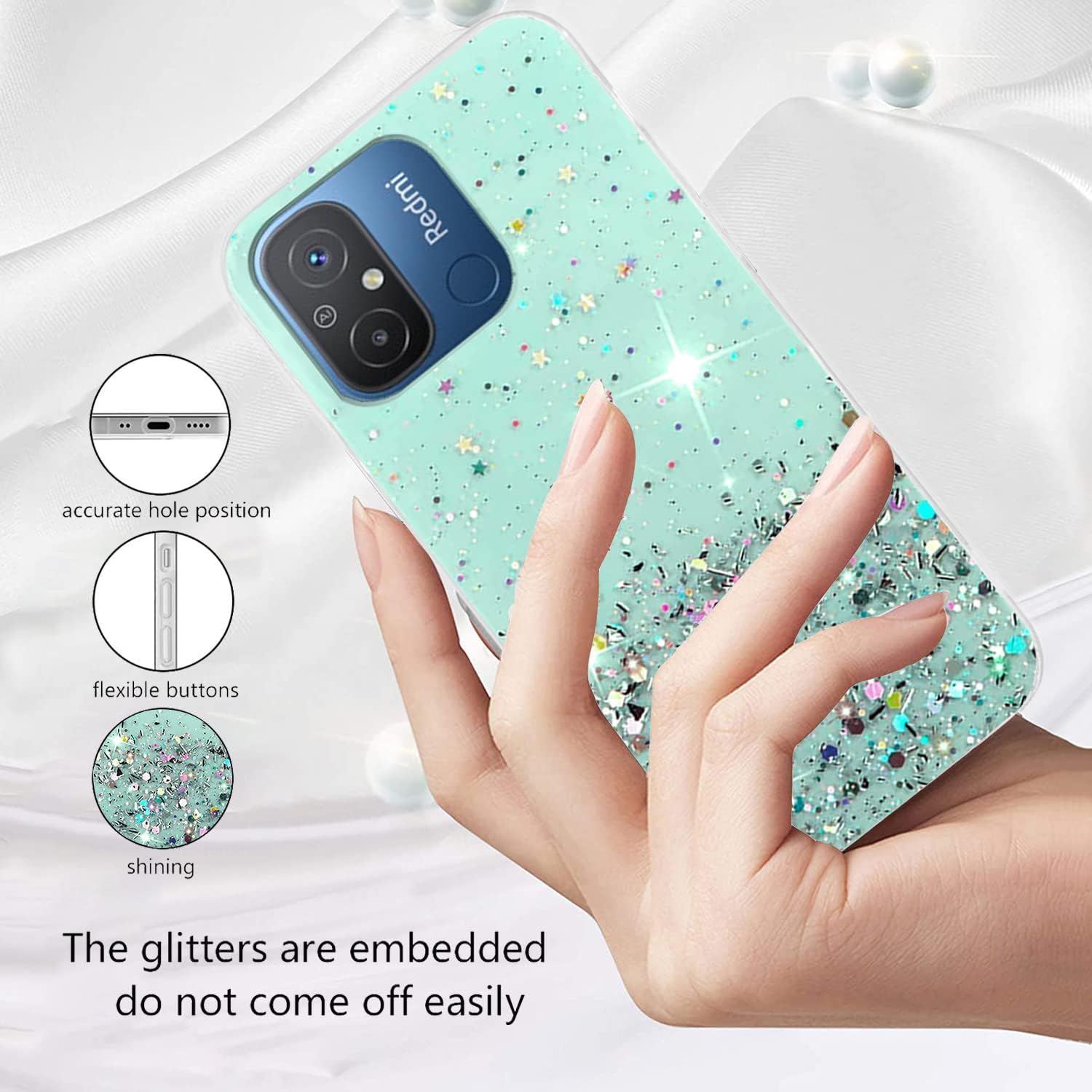 

Чехол для Xiaomi Redmi 12C 13C A2 A1 A3 12 10C 10 Redmi Note 13 Pro Plus 12 11 Poco X6 M6 X5 Pro M5S X3, блестящий блестящий силиконовый мягкий тонкий чехол Xiaomi Poco X6 Pro зелёный