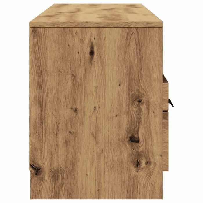 vidaXL Meuble TV chêne artisanal 150x33,5x45 cm bois d'ingénierie, banc TV, meuble hifi, centre de divertissement, buffet 856853