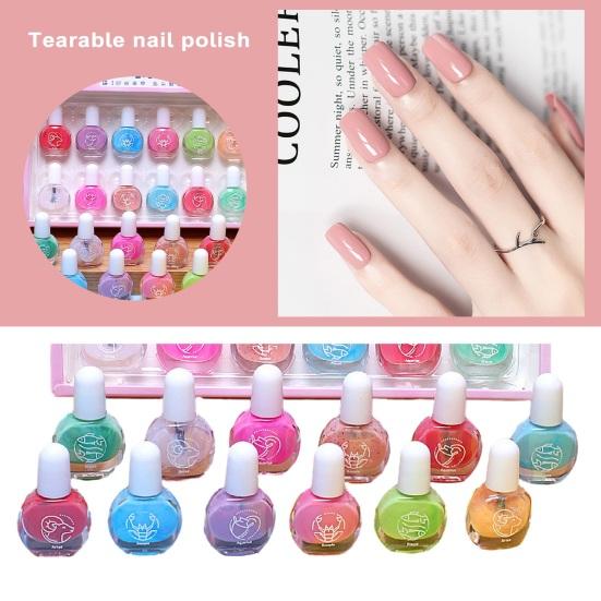 24-teiliges Kinder-Nagellack-Set, geruchsarm, schnell trocknend, abziehbar, sicher, sanftes Nagellack-Maniküre-Zubehör