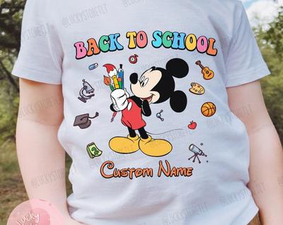 Custom Name Mickey and Friends Shirt, Disneyland Back To School Shirt, Disneyland First Day Of School Shirt, School Shirt For Boys And Girls