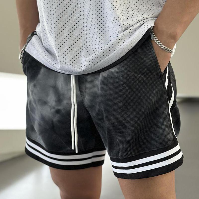 Męskie spodenki do biegania w stylu tie-dye, kolorowe, z hawajskim nadrukiem, spodnie plażowe z kieszeniami, codzienne spodenki sportowe, odzież treningowa