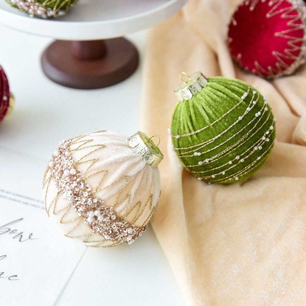 4Pcs/set Sparkling Christmas Ball Set Velvet Flocking Christmas Tree Props  Christmas Decorations
