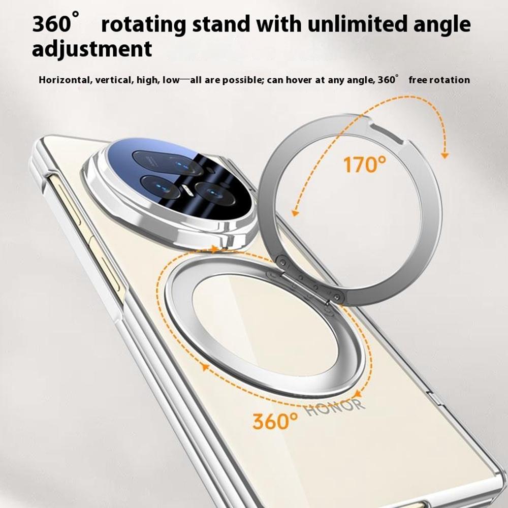 For Honor Magic V5 5G Case Compatible with MagSafe Kickstand Electroplated PC Phone Cover with Screen Protector