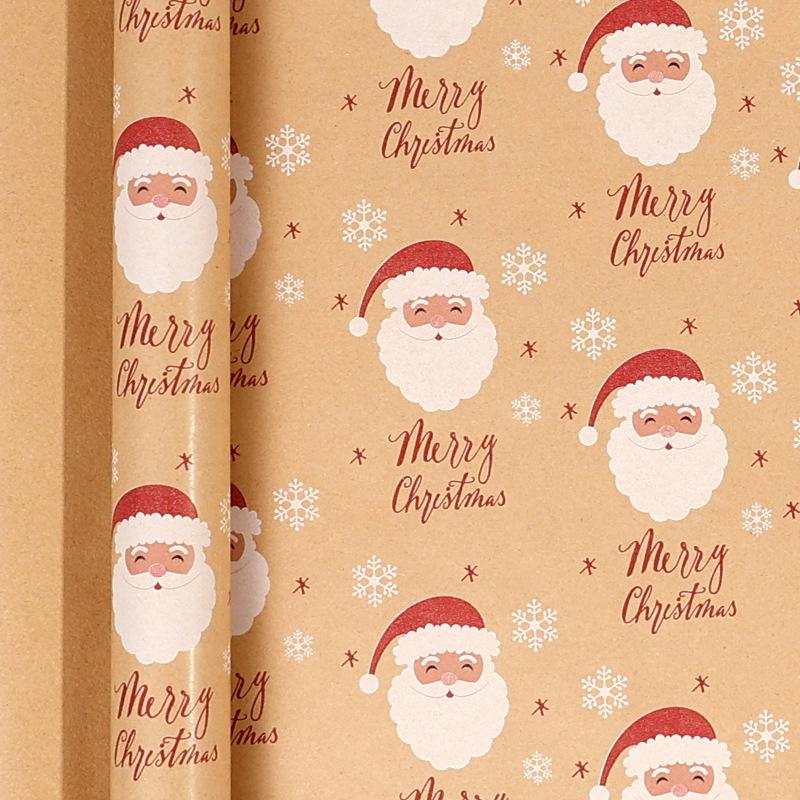 43*300cm Christmas Kraft Wrapping Paper Xmas Tree Santa Claus Gifts Packaging Paper DIY Craft Home Party Decoration Background