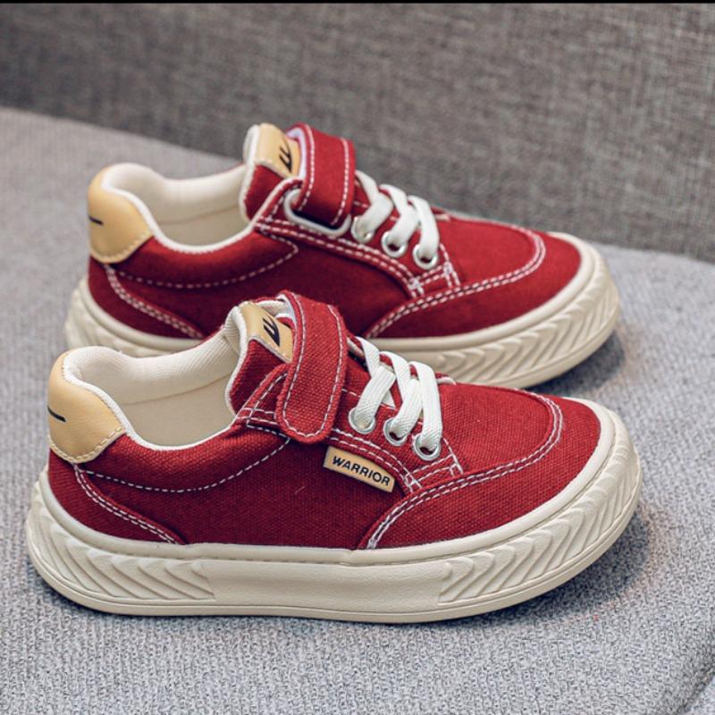 Warrior Classmates Boys Canvas Shoes Spring and Autumn New Breathable Girls Board Shoes Medium and Large Children's Cloth Shoes