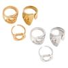 3Pcs/Set Alloy Plating Process Ring Set Exaggerated Geometric Finger Ring Adjustable Opening Design