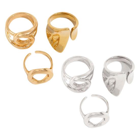 3Pcs/Set Alloy Plating Process Ring Set Exaggerated Geometric Finger Ring Adjustable Opening Design
