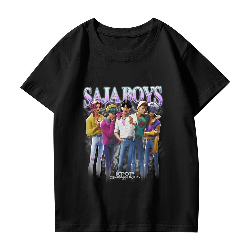 Fashionable Round Neck Short Sleeve Work Clothes Printed Tops For KID Summer Tops