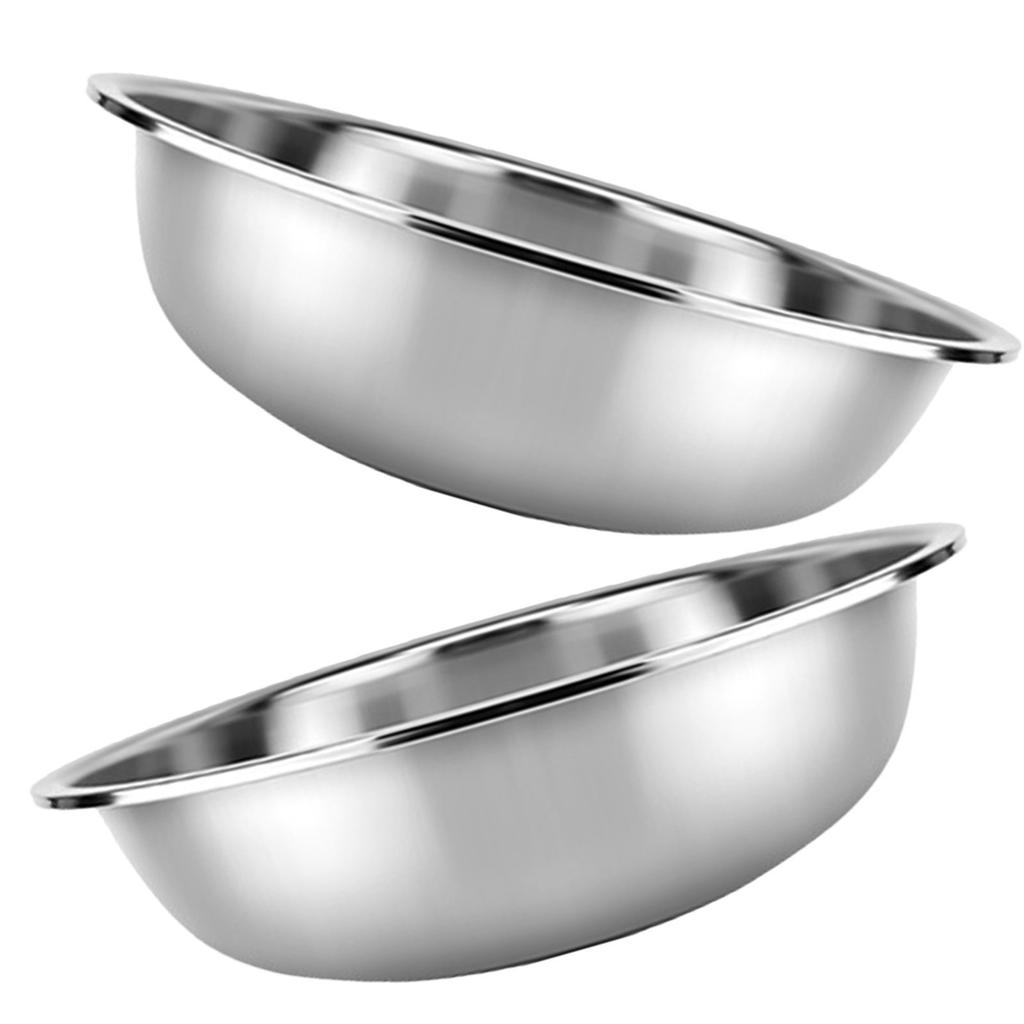 2Pcs Stainless Steel Basin Vegetable Washing Large Kitchen Mixing Bowl Multipurpose Salad Fruit Basin Stainless Steel Bowl