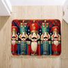 German Nutcracker Soldier Doormat Golden Trim Rug, Plush Machine Washable Small Door Carpet for Traditional Christmas Decor