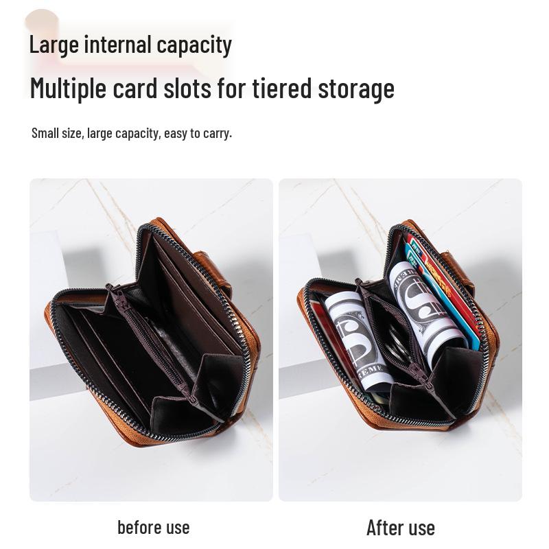 Unisex Zippered Multi-Card Wallet & Coin Purse