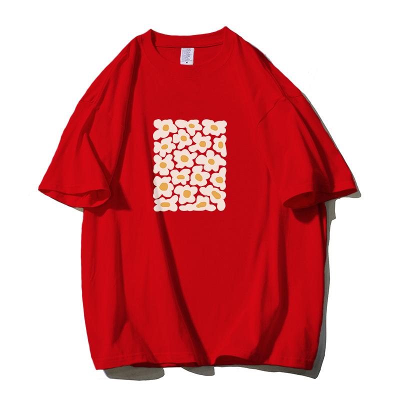 Shellsuning Oversized Art Printed T-shirts Women Summer Fashion Vintage 100% Cotton Soft Streetwear Couple Clothes Basic Tees Female Harajuku Tops