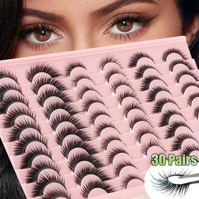 30 Paar Schräge Fuchsaugen Großvolumige Gemischte Falsche Wimpern Natürliche Dicke Simulierte Wimpern
