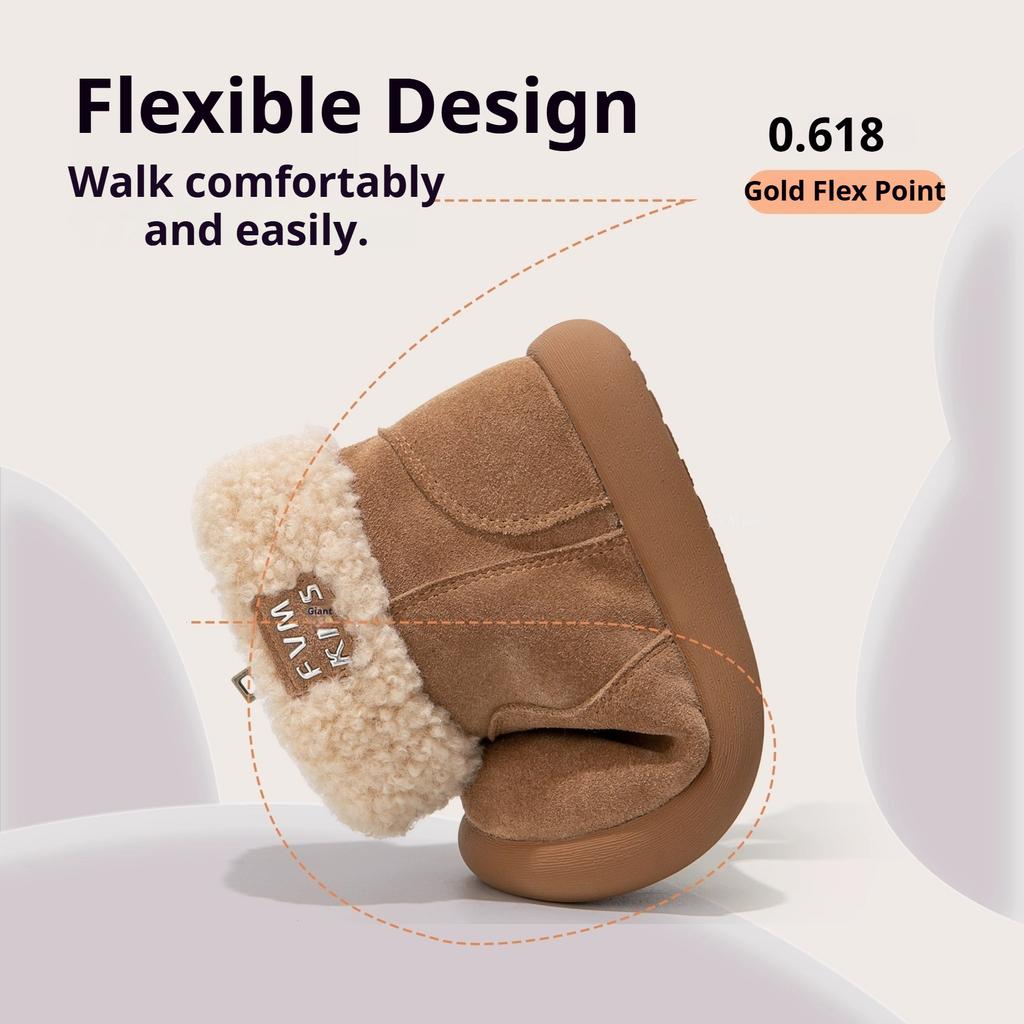 Winter Warm Snow Boots for Girls Thickened Fleece-lined Cotton Shoes for Children Fashionable Non-slip Cotton Boots for Toddlers