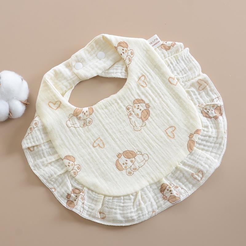 Korean Style Baby Bib: 6-Layer Pure Cotton Gauze with Lace, Cute, Soft & Absorbent