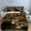 Leopard Jungle Print Decor Set Soft Comfortable Duvet Cover Bedding Set Included 1*Duvet Cover & 2*Pillowcases, Gift