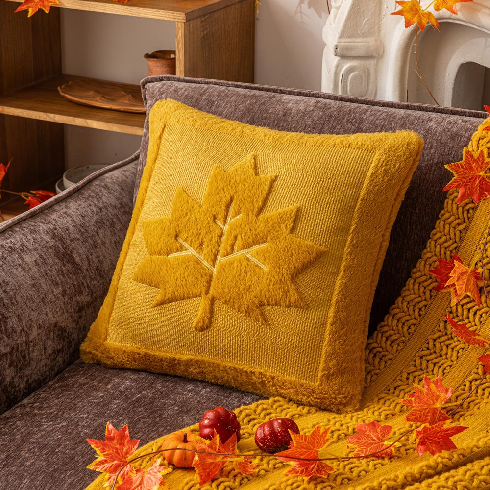Halloween Pumpkin Plush Pillow Cover Home Living Room Sofa Cushion Cover Festive Pumpkin Double-Sided Pillow Cover