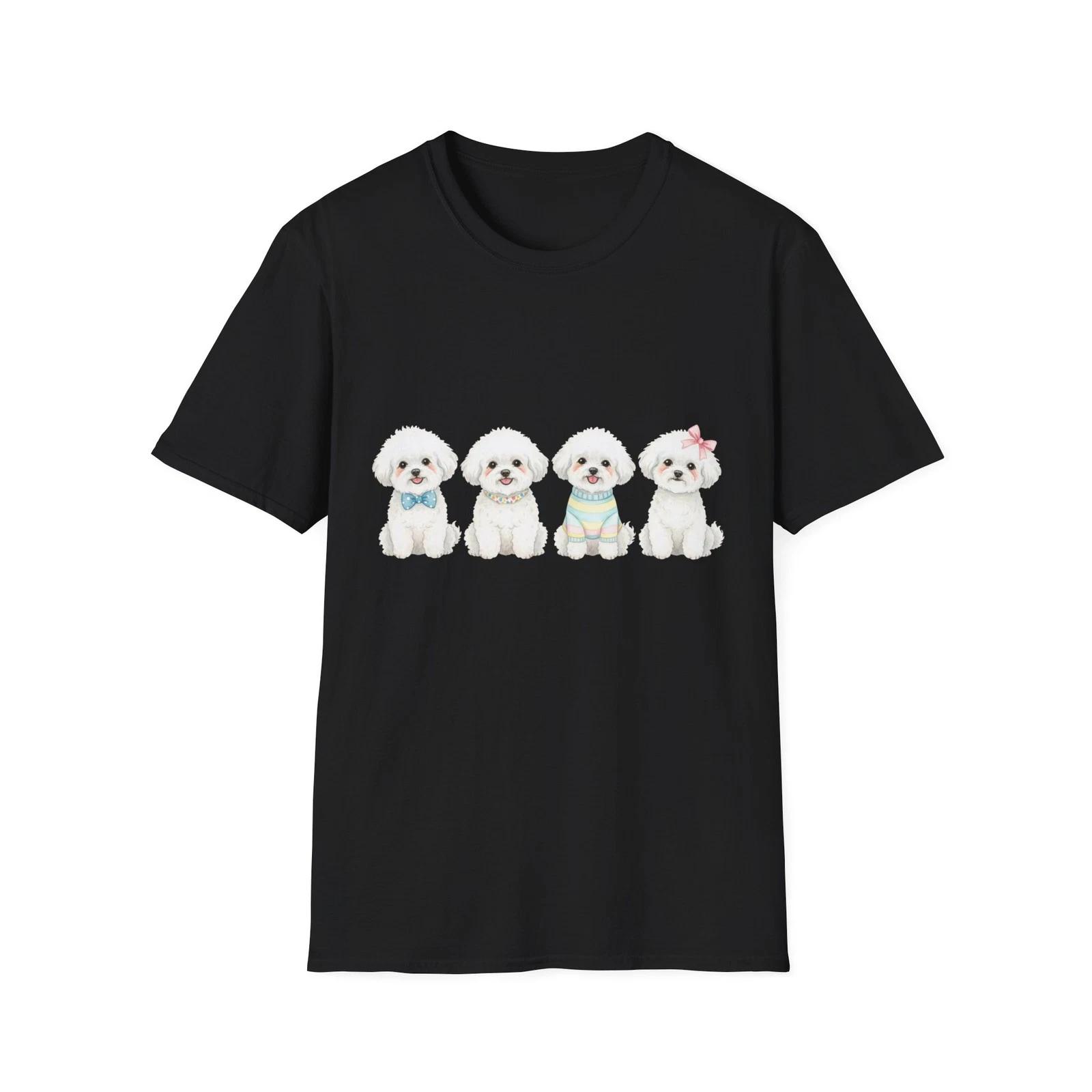 

Cute Dogs Watercolor Illustrated Pastel Black Tee Pet Lover Graphic T-Shirt S