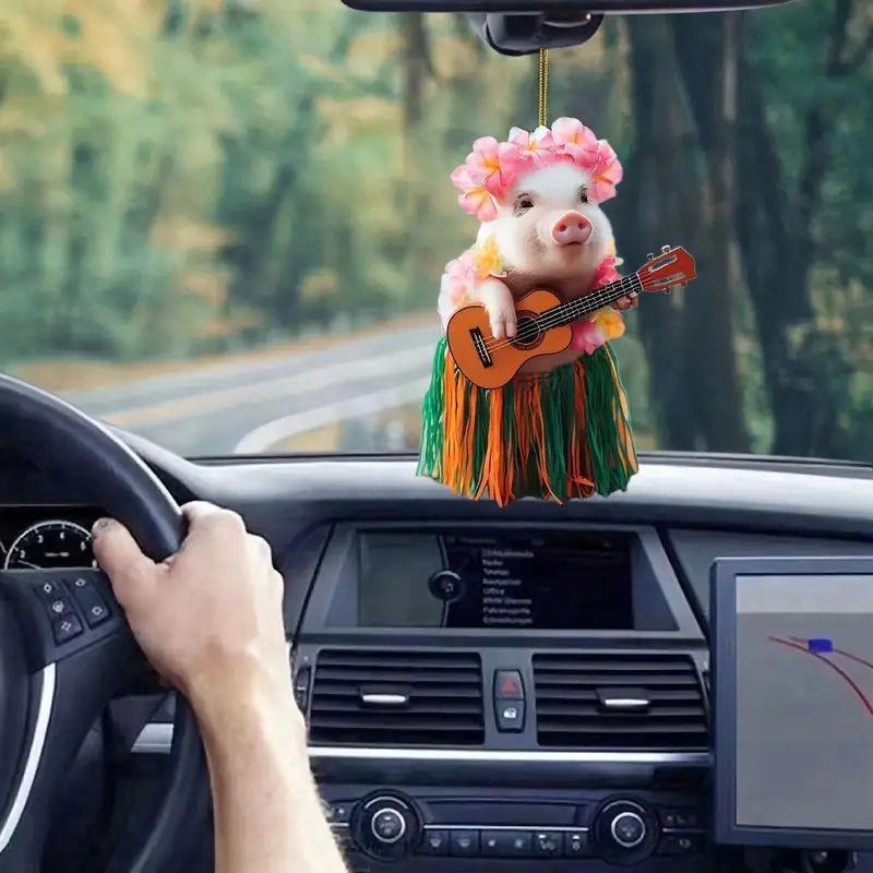 Acrylic Pig Playful Car Mirror Decor For Unique And Creative Accessories Automotive