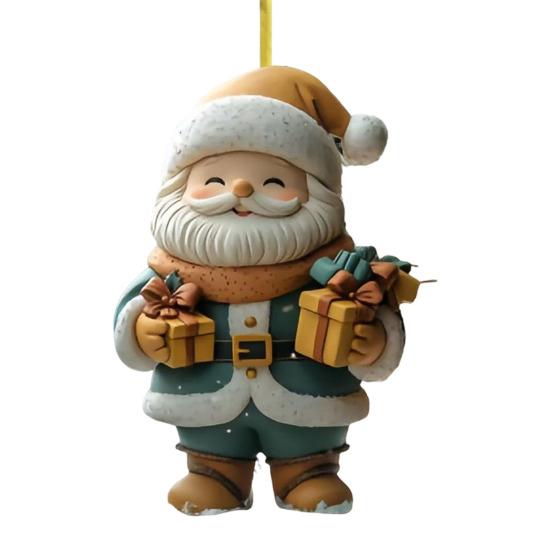 Santa Claus Ornaments 2D Acrylic Cartoon Santa Pendant Christmas Tree Hanging Decoration for Holiday Tree Home Decor