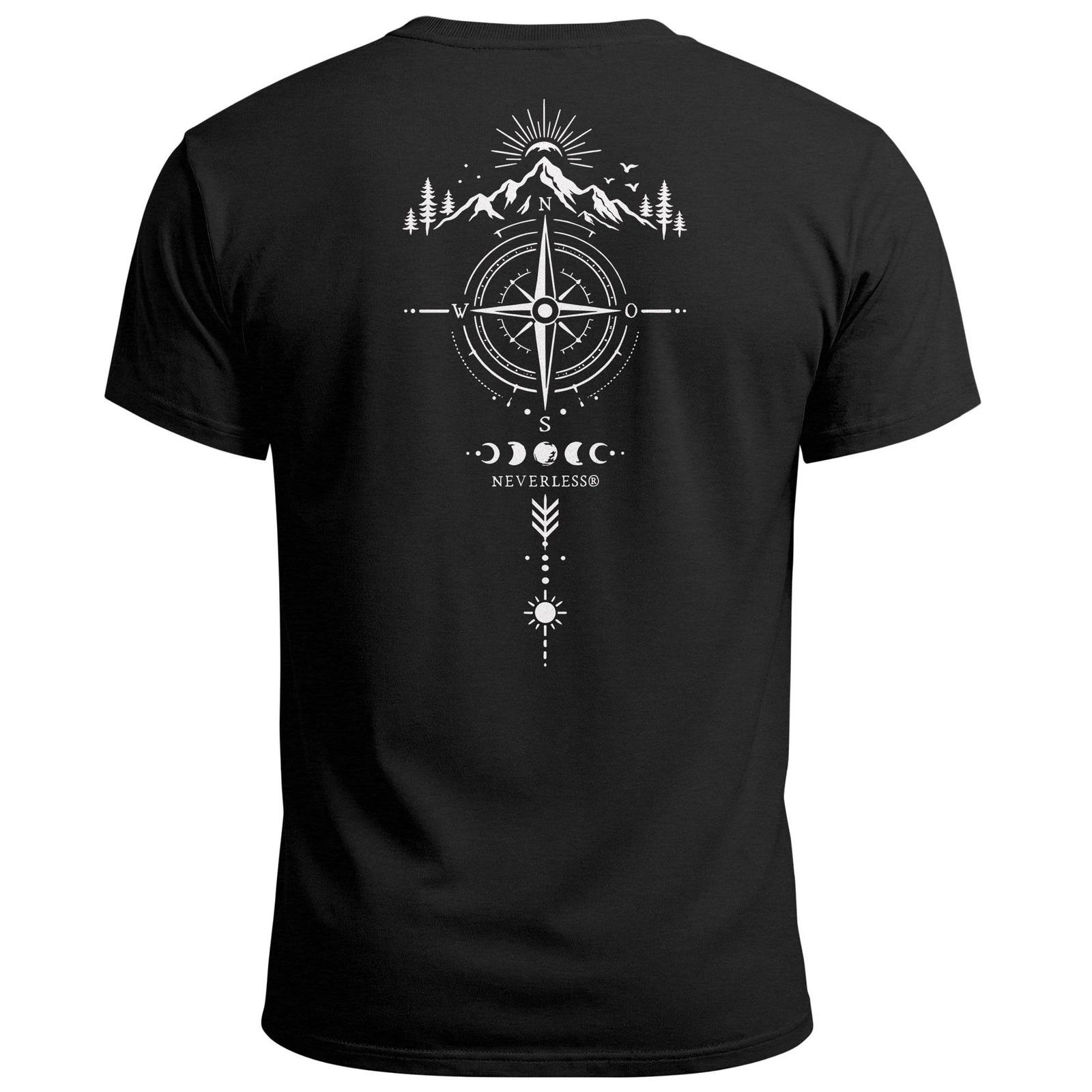 Men s T-Shirt Back Print Compass Outdoor Symbolism Nature Print Print Fashion- L