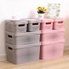 Hollow Plastic Storage Basket with Lid - Desktop Organizer & Wardrobe Bin