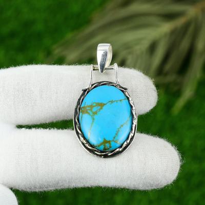 Santa Rosa Turquoise Stone 925 Silver Handcrafted Sister Wedding Bezel Pendant
