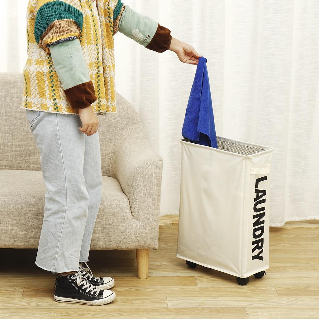 Portable Clothes Organizer Storage Basket Foldable Dirty Laundry Basket with Caster Wheels  High Capacity Laundry Bags Hamper