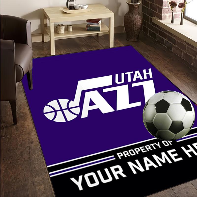 Jazz Basketball Team Rug Office Carpet Non-Slip Mat, Chair Rug Floor Covering for Gaming, Bedroom, Living Room , Home Decor Christmas Gift